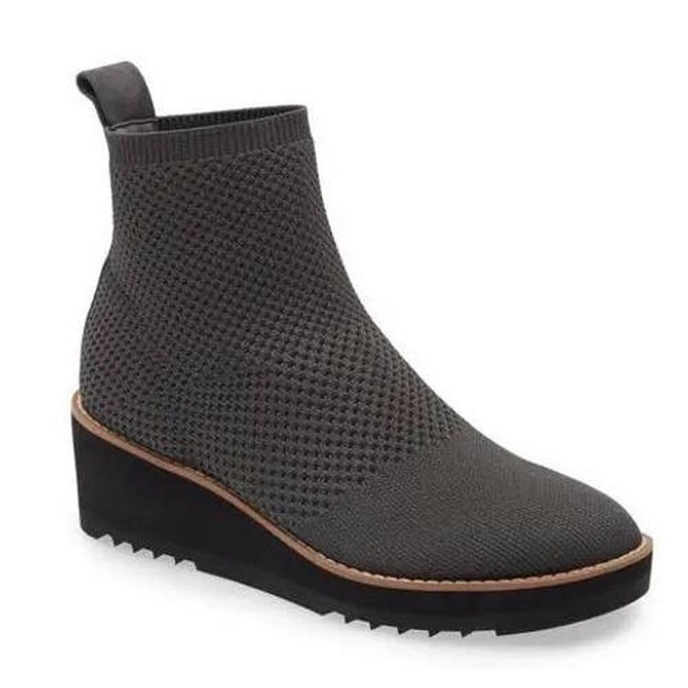 New Eileen Fisher London Recycled Stretch Knit Bootie in Grey 7